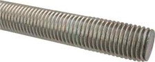 Made in USA 1-8 UNC x 2' Low Carbon Steel RH Threaded Rod, Zinc Plated Finish
