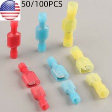 50/100x Male Female Insulated Wire Spade Terminal 22-10 Gauge Crimp Connectors