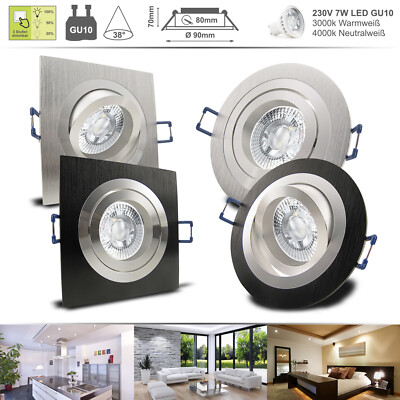 LED Einbaustrahler Spot 230V dimmbar 3-Stufen 7W Leuchte GU10 Strahler Set NOBS