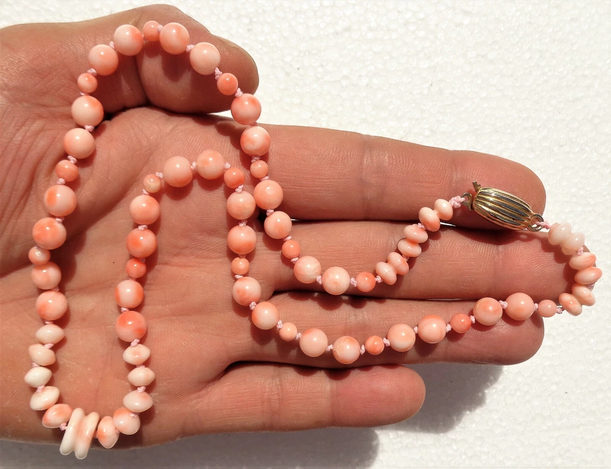 Vintage pink coral necklace deals