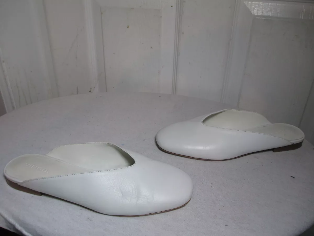 VINCE LEVINS HORCHATA WOMEN S LEATHER FLAT MULES SZ 35.5 US 5.5 M