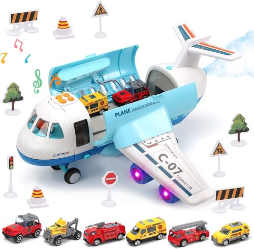 Deluxe Airplane Toy with Sounds, Lights & Mini Cars - Perfect for Every Child