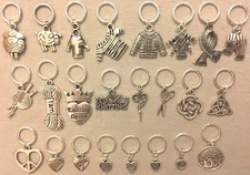 STITCH MARKERS, Set of 2 - CHOOSE from 24 Designs - KNIT SHEEP YARN SKEIN CELTIC
