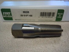 3/8"-18 HSS 4 Flute Bright Finish NPT, Taper Pipe Tap FMT