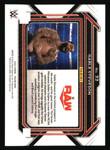 Gable Steveson 2023 Panini Prizm WWE #32 WRESTLING Card - Picture 2 of 2