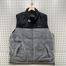 Eddie Bauer Down Puffer Vest Mens Large Gray Black EBTEK Reflective 25.5x29