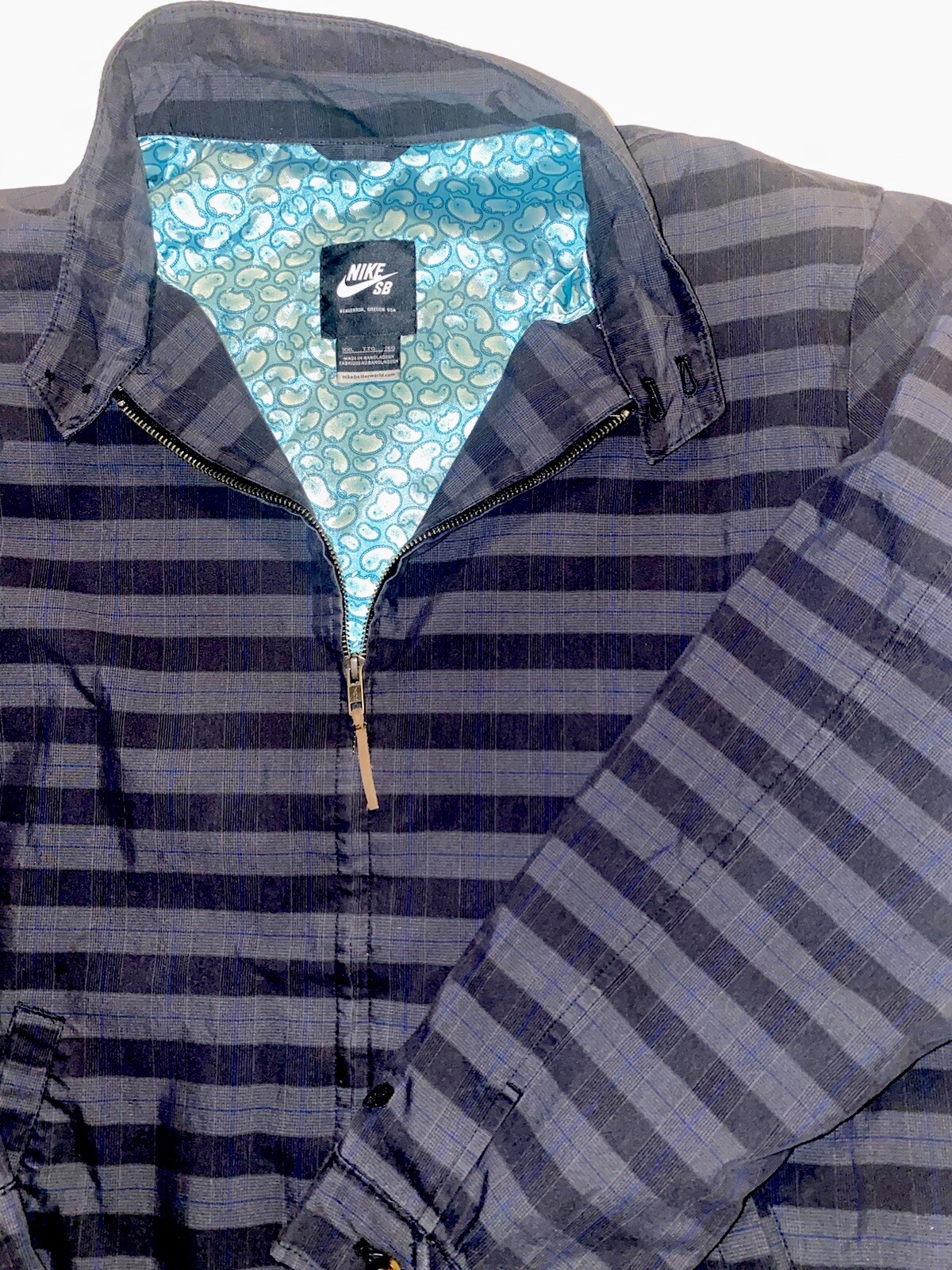 SACAI X NIKE Giacca da skate Nike SB grigia a righe full zip taglia 2XL USATA IN OTTIME CONDIZIONI RARA DA TROVARE B18 15