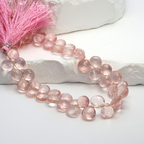 Natural Pink Rose Quartz Faceted Pear Heart Shape Handmade Gemstone Beads 10pcs - Picture 2 of 10