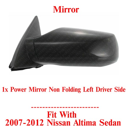 Front Power Mirror Left Driver Side Primed For 2007-2012 Nissan Altima Sedan - Picture 2 of 8