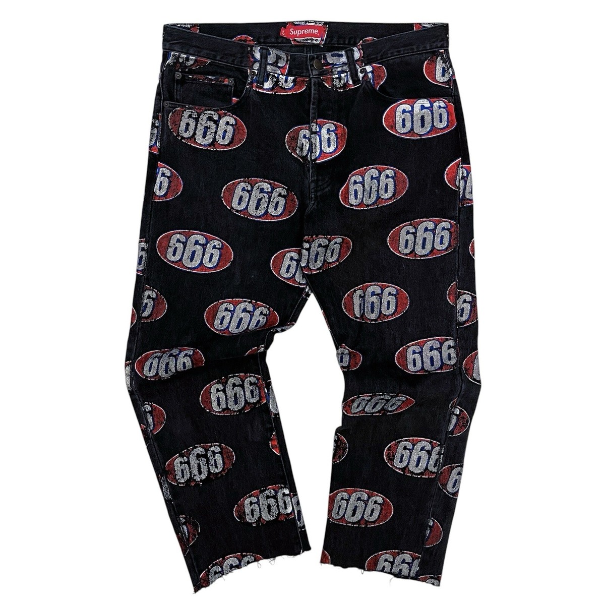 2017 Supreme 666 Trucker Denim Jeans Straight Baggy Relaxed Skater