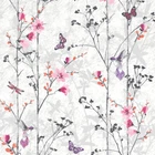 Muriva Eden Pink Floral Butterfly Bird Foliage Feature Wallpaper 102550