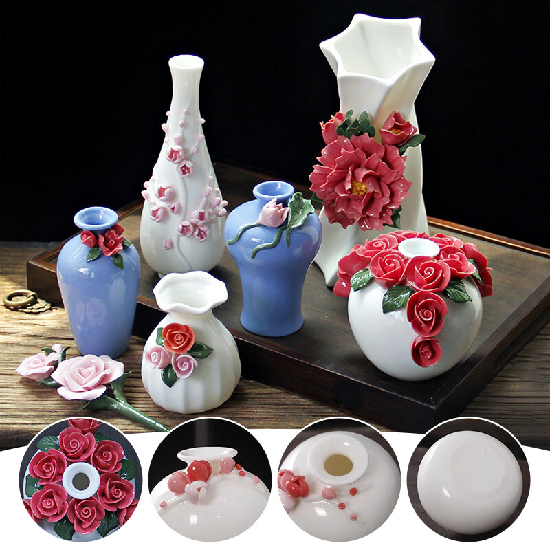 Handmade Ceramic 3D Flower Vases Hydroponic Inserted Dry Bottle