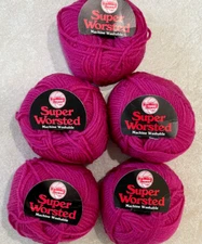 Lot 5 skeins KFI Knitting Fever Super Worsted Machine Washable Wool Vintage Yarn