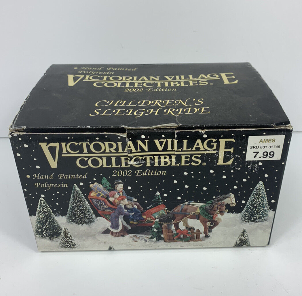 Vtg Christmas Village Victorian Collectibles Childrens Sleigh Ride