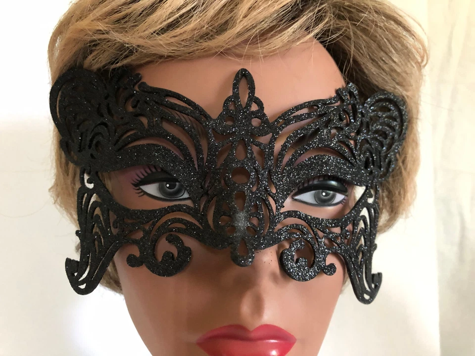 Glitter Open Scroll Work Masquerade Masks With Elastic Bands Mardi Gras Lot of 3 - Изображение 4 из 4