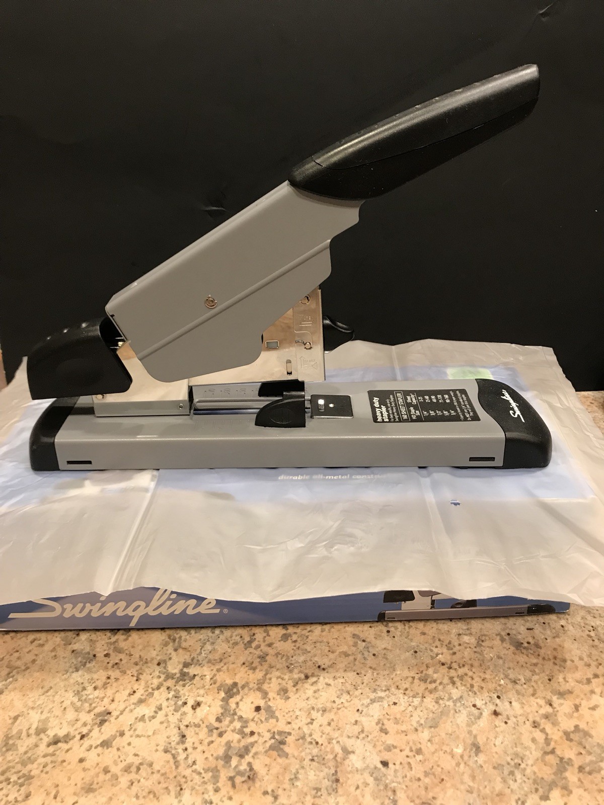 Swingline 39005 HeavyDuty Stapler, 160Sheet Capacity, Black / Gray