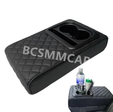 Car Armrest Box Pad Auto Center Console Armrest Elbow Cushion Mat W/2 Cup Holder