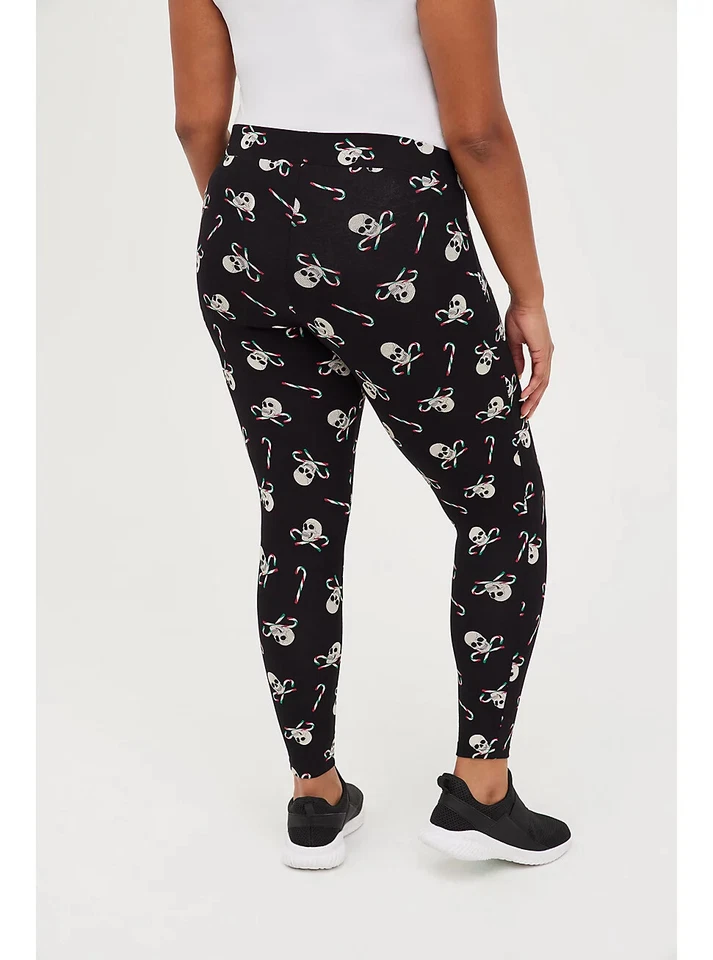 Torrid 3 3x 22-24 Mujeres Plus Legging Calavera Caramelo Negro Bastón de Caramelo Navidad Nuevo Foto 3 de 4