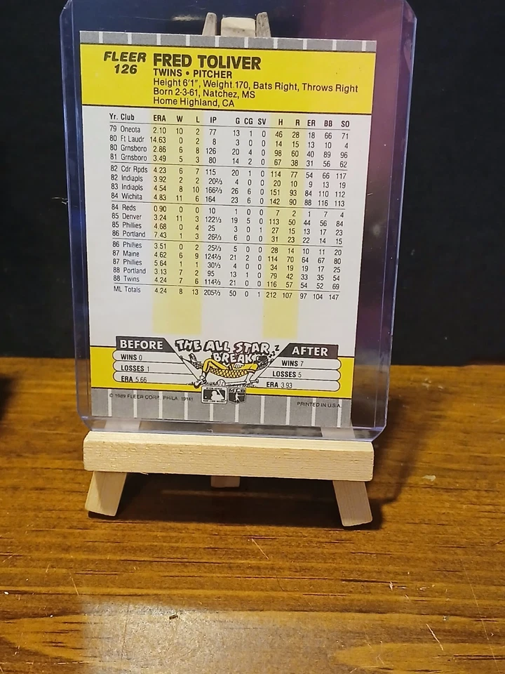 1989 Fleer - #126 Freddie Toliver - Image 2 of 2