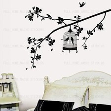 Tree & Bird Cage Wall Stickers Removable Art Decal Home Decor Wallpaper Bedroom