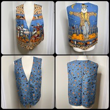 Vintage Handmade Reversible Pumpkin Patch Vest Scarecrows NO Size Approx Large