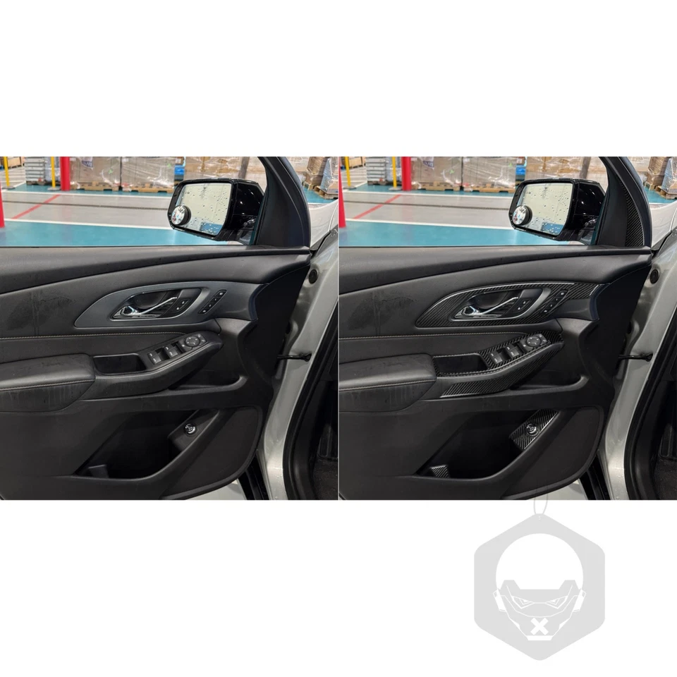 Kits de molduras de puerta interior de fibra de carbono real de 24 piezas para Chevrolet Traverse 2018-2023 Foto 4 de 4