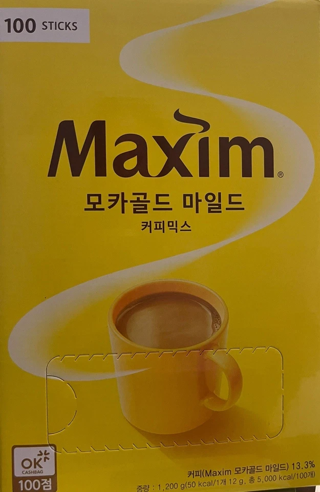 Maxim Mocha Gold Mezcla Suave Instantáneo Café Coreano, 100 Palitos. Foto 2 de 2