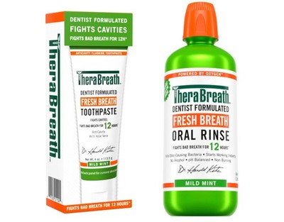 TheraBreath Fresh Breath Toothpaste Mild Mint 4 Oz & Mouthwash Mild Mint 1 Liter
