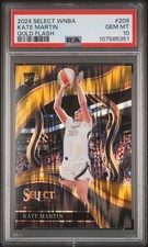 KATE MARTIN #/10 2024 PANINI SELECT WNBA COURTSIDE GOLD FLASH PRIZM RC PSA 10 SP