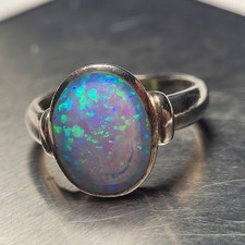 Stunning Vintage 925 Sterling Silver Opal Ring Size O