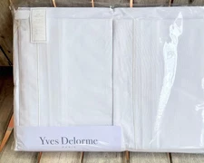 Yves Delorme Parure King Size Luxury Cotton Percale Sheet Set   SOLID WHITE