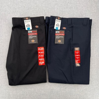 NEW Lot of 2 Dickies 874 FLEX Work Pants 44x30 Black Navy Original Fit Utility