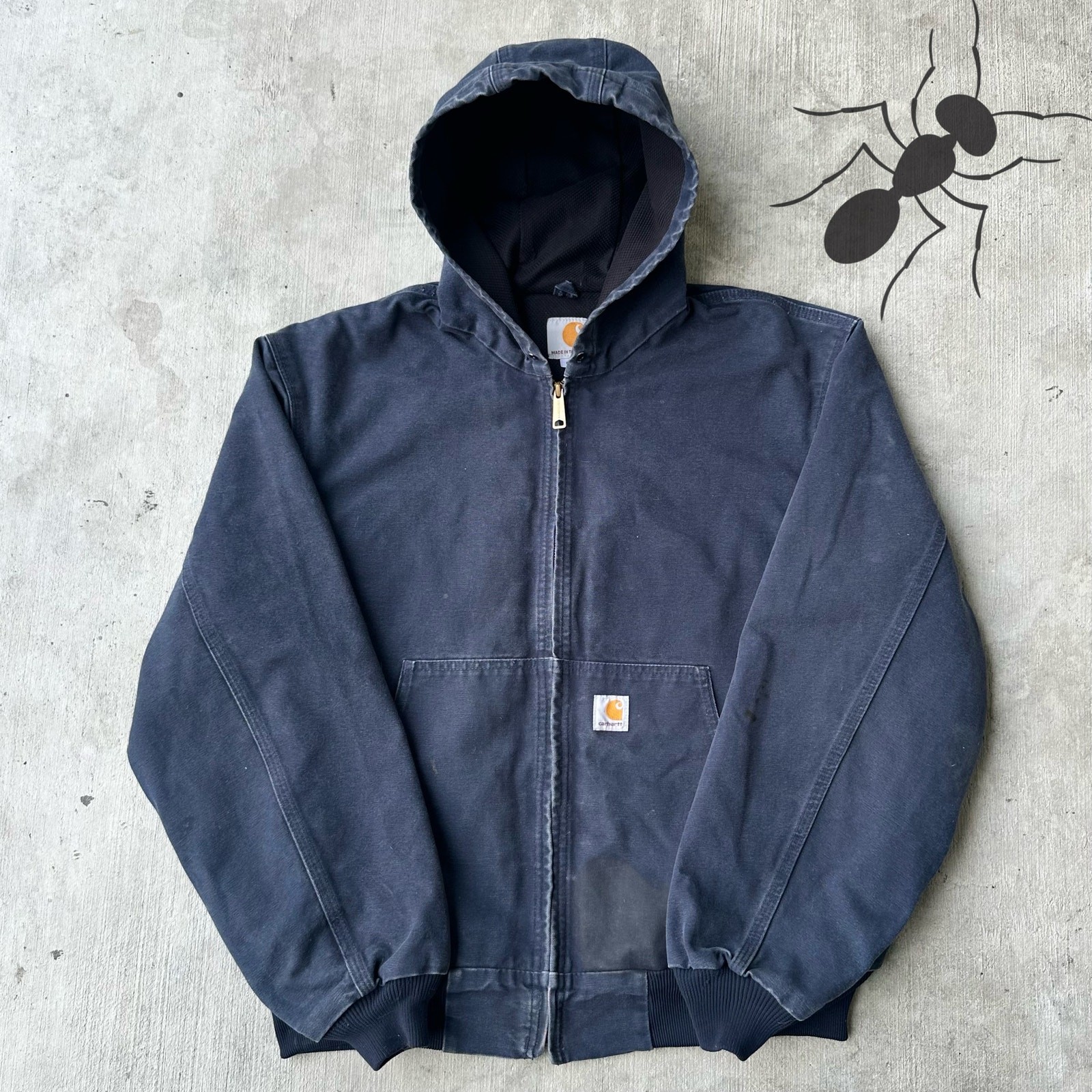 Vintage Y2K blue Carhartt hooded work jacket for men and women