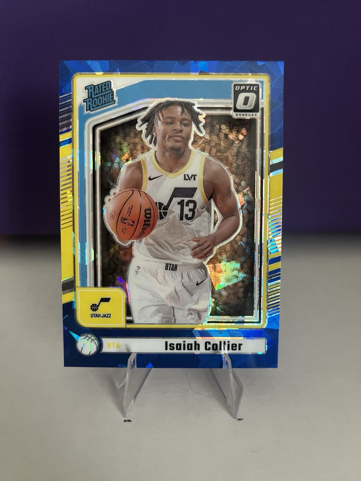 2024-25 Donruss Isaiah Collier Optic Rated Rookie Preview Blue Cracked Ice #P237