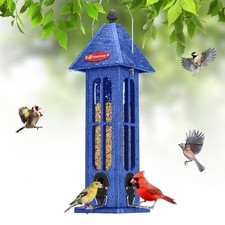 Rainproof Bird Feeder for Outdoor Hanging, Recycled Plastic Wild Bird Blue