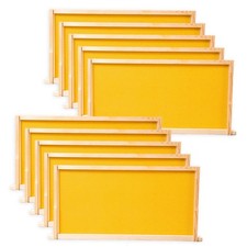 10 Pack Beehive Frames  Wax Foundations for Deep Brood Hives, 9-1/8" Yellow