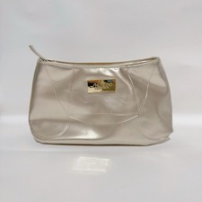 SHISEIDO Makeup Bag gold faux leather Cosmetic Toiletry Pouch New