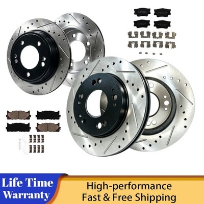Front Rear Drilled Rotors Brake Pad for Toyota Avalon Lexus ES300h 2014 2016 