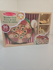 Melissa Doug Wooden Pizza Party Play Food Set with 36 Toppings
