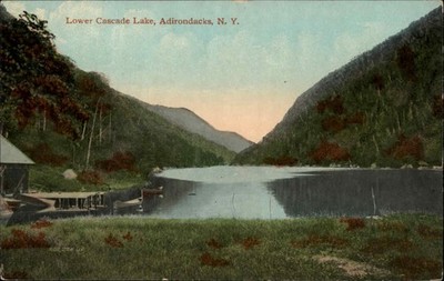 Adirondacks NY New York Lower Cascade Lake c1900-20s Vintage Postcard