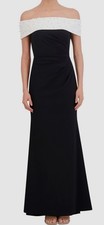 Eliza J Women's Black Embellished Off-the-Shoulder Petite Size 6P