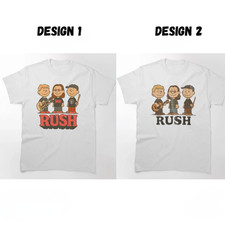 Rush Peanuts Style Retro Band T-Shirt Geddy Lee Alex Lifeson Neil Peart