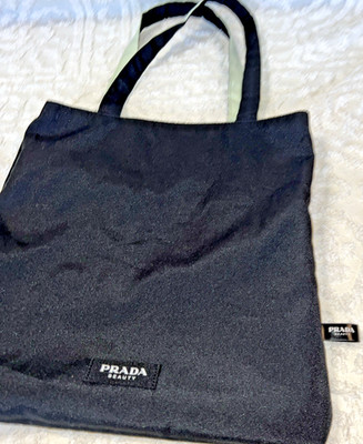 Prada Beauty Shoulder Tote Shopping Bag Light Green & Black Reversible EUC