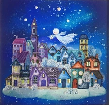 Winter Wonder- Bead Embroidery Kit, Beaded Needlework, Christmas Fairy Tale City