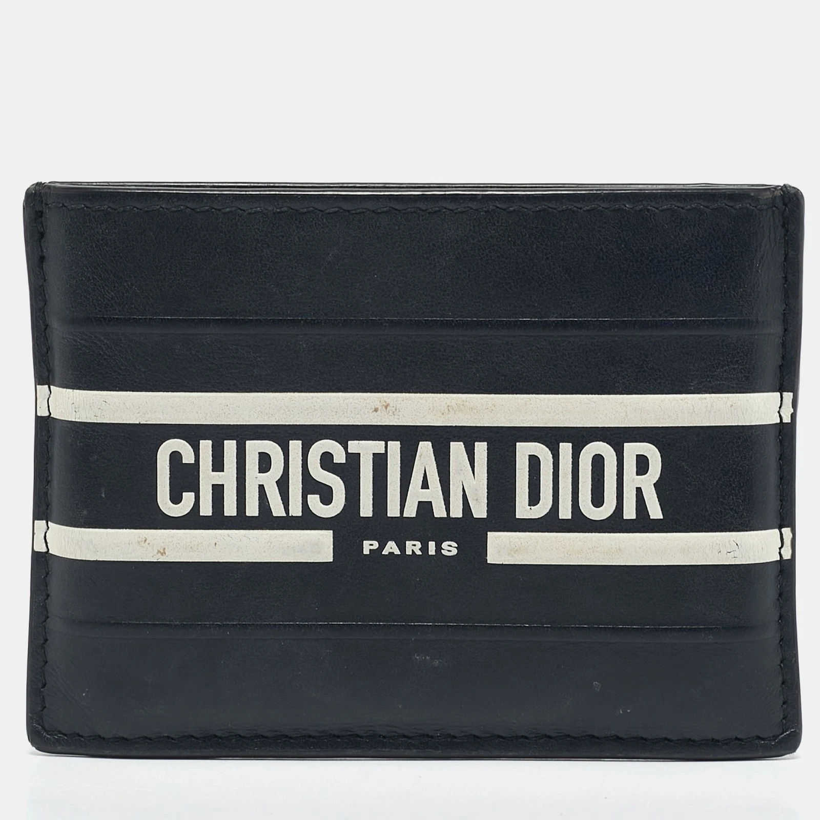 Étui à cartes Christian Dior cuir bleu marine vibe voyageur
