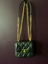 Kate Spade New York Black Quilted Small Crossbody Gold Chain Turn Lock Strap