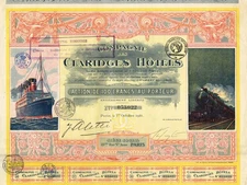 FRANCE CLARIDGES HOTELS COMPANY  stock certificate/bond 1921 BEAUTY