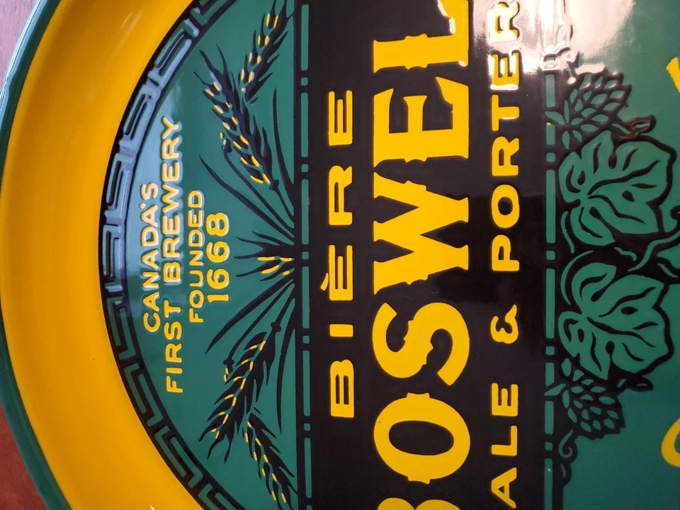 Vintage HARD TO FIND Boswell Ale & Porter Beer Porcelain Enamel Tray 13" QUEBEC - Image 3 of 4