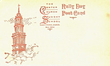 Hartford CT Center Church Sunday School Rally Day Sept 1907 Unused Postcard