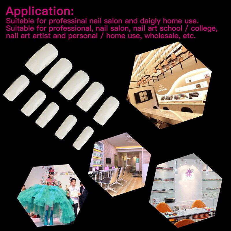 500Pcs/Box Fashion Manicure Full Cover Natural False Nails Fake Tips Tools